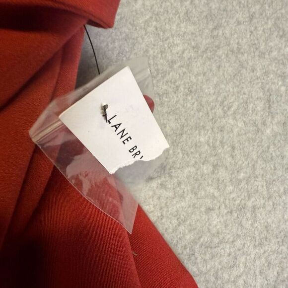 New Lane Bryant Women's Size 28 Plus Red Cropped Pants Capri's Belted Stretch - Picture 6 of 11